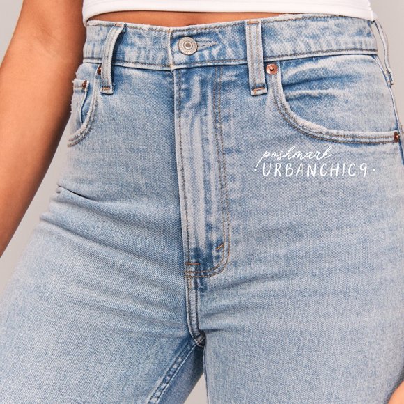 NWT ABERCROMBIE 90s Ultra High Rise Slim Straight Jean Light Blue size 28 - Picture 7 of 16